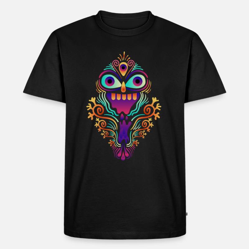 Goa Sugar Skull Psytrance - Männer Premium Bio T-Shirt - Schwarz