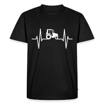 Agriculture agriculteur battement de cœur tracteur - T-shirt Premium bio Homme - noir - Devant - Nico (187cm)