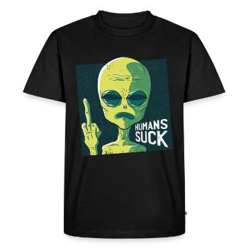 Haiens gens haineux - T-shirt Premium bio Homme - noir - Devant - Nico (187cm)
