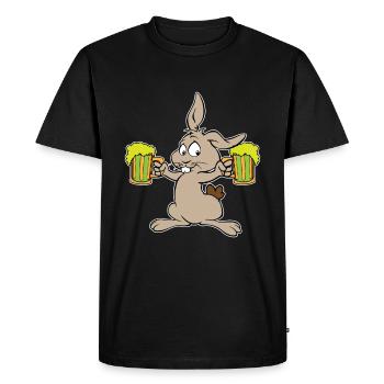 Rabbit brings beer - Men's Premium Organic T-Shirt - black - Front - Nico (187cm)