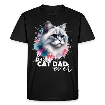 Best Cat Dad Ever Katze - Men's Premium Organic T-Shirt - black - Front - Nico (187cm)