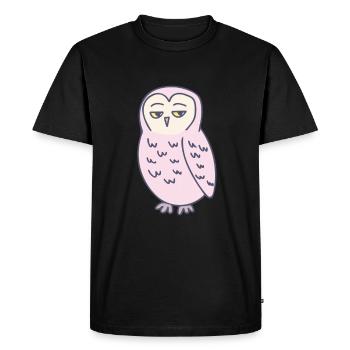 Hibou agacé drôle - T-shirt Premium bio Homme - noir - Devant - Nico (187cm)