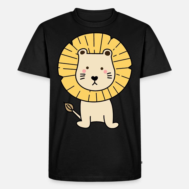 Löwe Kind Niedlich - Männer Premium Bio T-Shirt - Schwarz