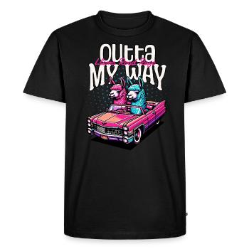 Llama Outta my way - road rage - Men's Premium Organic T-Shirt - black - Front - Nico (187cm)