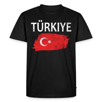 Drapeau de la Turquie Drapeau Türkiye - T-shirt Premium bio Homme - noir - Devant - Nico (187cm)