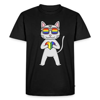 LGBT Cat Devon Rex Rainbow - Men's Premium Organic T-Shirt - black - Front - Nico (187cm)