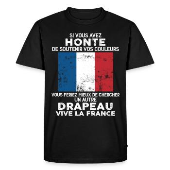 Drapeau Bleu-Blanc-Rouge - T-shirt Premium bio Homme - noir - Devant - Nico (187cm)