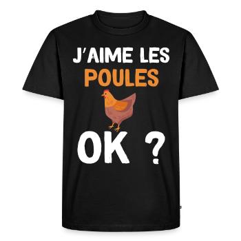 Mon Amour Pour Mes Poules Idée Cadeau Poule - T-shirt Premium bio Homme - noir - Devant - Nico (187cm)