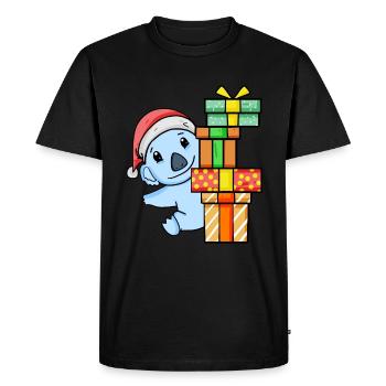 Christmas Koala with gifts - Men's Premium Organic T-Shirt - black - Front - Nico (187cm)