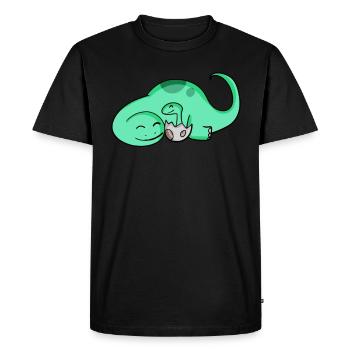 Dinosaure avec bébé dinosaure - T-shirt Premium bio Homme - noir - Devant - Nico (187cm)