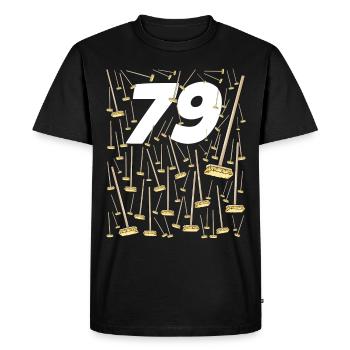 79 balais Anniversaire 79 ans Cadeau Papy - T-shirt Premium bio Homme - noir - Devant - Nico (187cm)