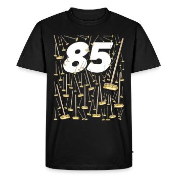 85 balais Anniversaire Papy Mamie - T-shirt Premium bio Homme - noir - Devant - Nico (187cm)