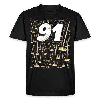 91 Balais Idée Cadeau Anniversaire - T-shirt Premium bio Homme - noir - Devant - Nico (187cm)