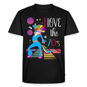 Licorne Fantaisie Année 70 Humour Vintage Rétro - T-shirt Premium bio Homme - noir - Devant - Nico (187cm)