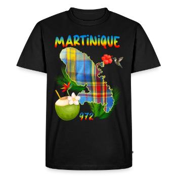 Martinique Madras Tropical Colibri - T-shirt Premium bio Homme - noir - Devant - Nico (187cm)