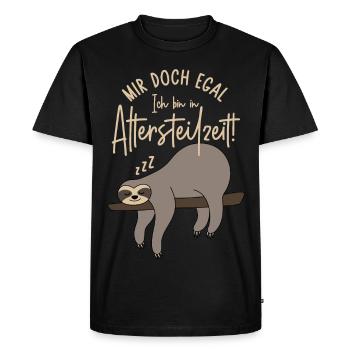 Faultier Mir doch egal Ich bin in Altersteilzeit - Männer Premium Bio T-Shirt - Schwarz - Vorne - Nico (187cm)