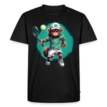 Funny Tennis Monkey Design - Smash it on the Te - Men's Premium Organic T-Shirt - black - Front - Nico (187cm)