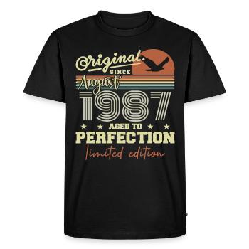 Août 1987 Anniversaire Août 1987 Vintage Août 1987 - T-shirt Premium bio Homme - noir - Devant - Nico (187cm)