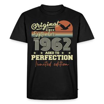 Né en Septembre 1962 Septembre - September 1962 - T-shirt Premium bio Homme - noir - Devant - Nico (187cm)