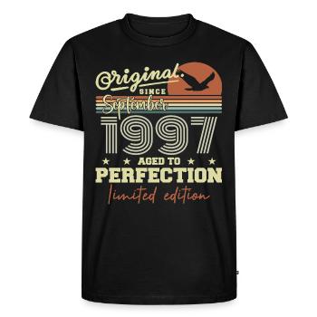 Né en Septembre 1997 Septembre - September 1997 - T-shirt Premium bio Homme - noir - Devant - Nico (187cm)