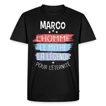 Marco l'homme le mythe la légende - T-shirt Premium bio Homme - noir - Devant - Nico (187cm)