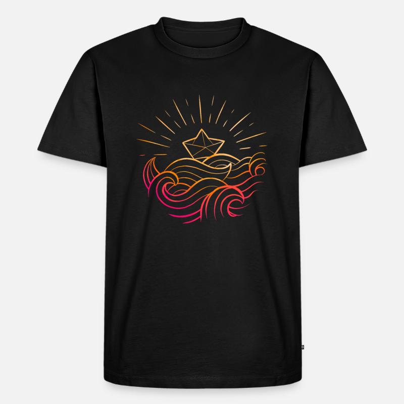 Origami-Papierboot - Männer Premium Bio T-Shirt - Schwarz