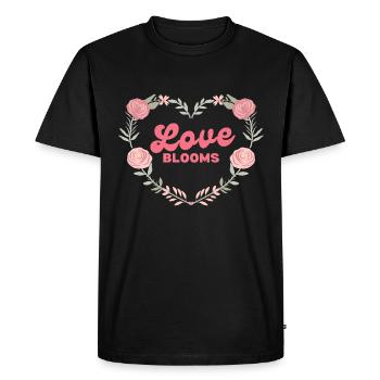 Valentine's Day Love Blooms Flowers - T-shirt Premium bio Homme - noir - Devant - Nico (187cm)