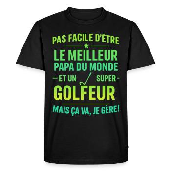Super Papa Golfeur Golf cadeau fête des pères Noël - T-shirt Premium bio Homme - noir - Devant - Nico (187cm)