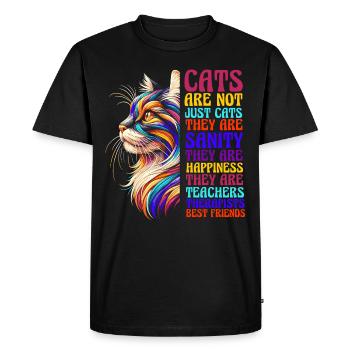 Les chats sont amis chat maman chat ami chaton - T-shirt Premium bio Homme - noir - Devant - Nico (187cm)