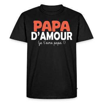papa d amour je t aime papa - T-shirt Premium bio Homme - noir - Devant - Nico (187cm)