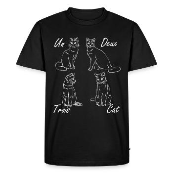 Un Deux Trois Cat - Français - T-shirt Premium bio Homme - noir - Devant - Nico (187cm)