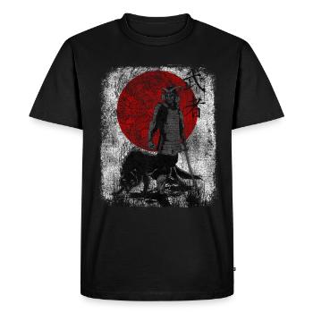 japanese samurai wolf art warrior bushido martial - Men's Premium Organic T-Shirt - black - Front - Nico (187cm)