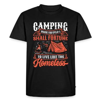 Camping, dépensez une petite fortune. - T-shirt Premium bio Homme - noir - Devant - Nico (187cm)