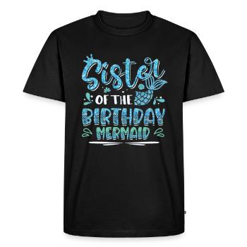 Sœur de la sirène d’anniversaire Sœur - T-shirt Premium bio Homme - noir - Devant - Nico (187cm)