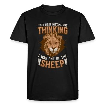 Votre erreur a été de penser que j’étais un mouton. - T-shirt Premium bio Homme - noir - Devant - Nico (187cm)