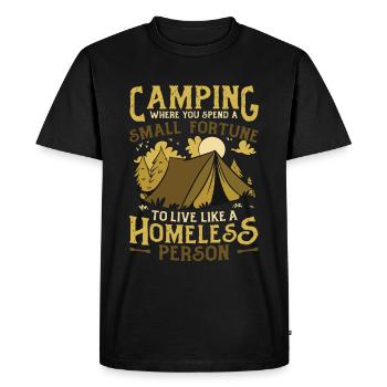 Camping, dépensez une petite fortune. - T-shirt Premium bio Homme - noir - Devant - Nico (187cm)