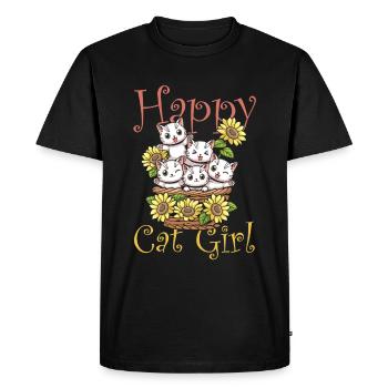 Chat chat heureux Chat Chaton - T-shirt Premium bio Homme - noir - Devant - Nico (187cm)