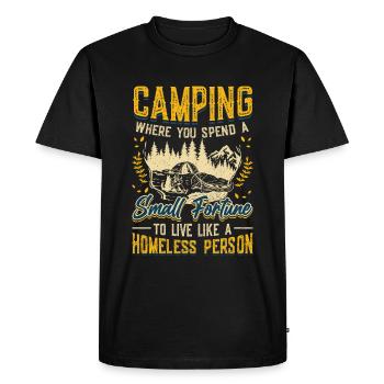 Camping, dépensez une petite fortune. - T-shirt Premium bio Homme - noir - Devant - Nico (187cm)