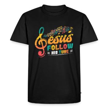 Jesus, clef, music, religious. - Men's Premium Organic T-Shirt - black - Front - Nico (187cm)