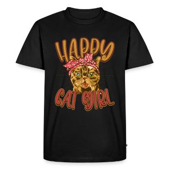 Chat chat heureux Chat Chaton - T-shirt Premium bio Homme - noir - Devant - Nico (187cm)