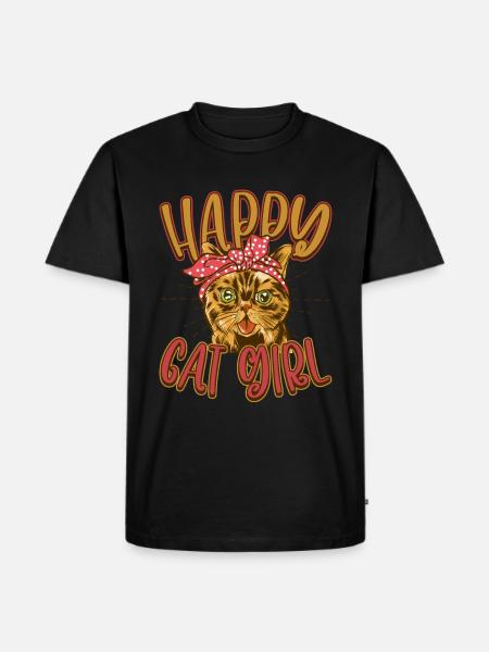 Chat chat heureux Chat Chaton - T-shirt Premium bio Homme - noir