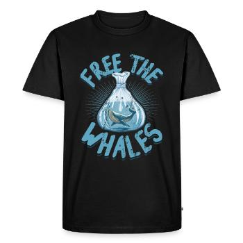 Libérez les baleines - T-shirt Premium bio Homme - noir - Devant - Nico (187cm)