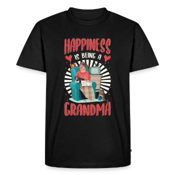 Le bonheur, c’est être une annonce de grossesse de grand-mère - T-shirt Premium bio Homme - noir - Devant - Nico (187cm)