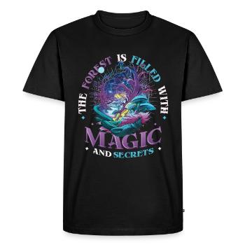 Forest full of magic and secrets, nature, hiking - Men's Premium Organic T-Shirt - black - Front - Nico (187cm)