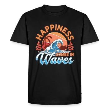 Le bonheur vient dans les vagues Surf Océan Vacances d’été - T-shirt Premium bio Homme - noir - Devant - Nico (187cm)