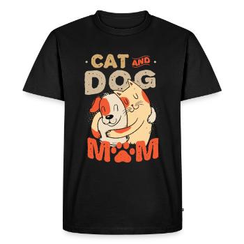 Mère de chat et de chien, animaux domestiques. - T-shirt Premium bio Homme - noir - Devant - Nico (187cm)