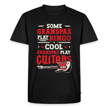 Les grands-pères cool jouent de la guitare - T-shirt Premium bio Homme - noir - Devant - Nico (187cm)