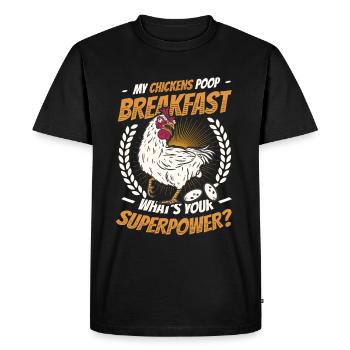 Mes poules font caca le petit déjeuner. - T-shirt Premium bio Homme - noir - Devant - Nico (187cm)