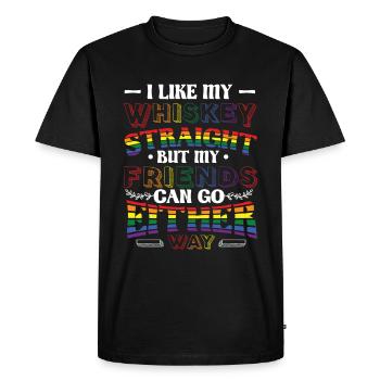 Likes my whiskey straight, I support LGBT. - Men's Premium Organic T-Shirt - black - Front - Nico (187cm)