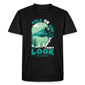 Ne regardez pas vers le bas le bloc, l’escalade. - T-shirt Premium bio Homme - noir - Devant - Nico (187cm)